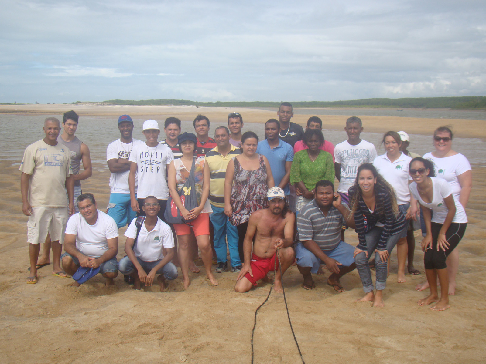 Pose do grupo PET-Prodbio em frente à praia